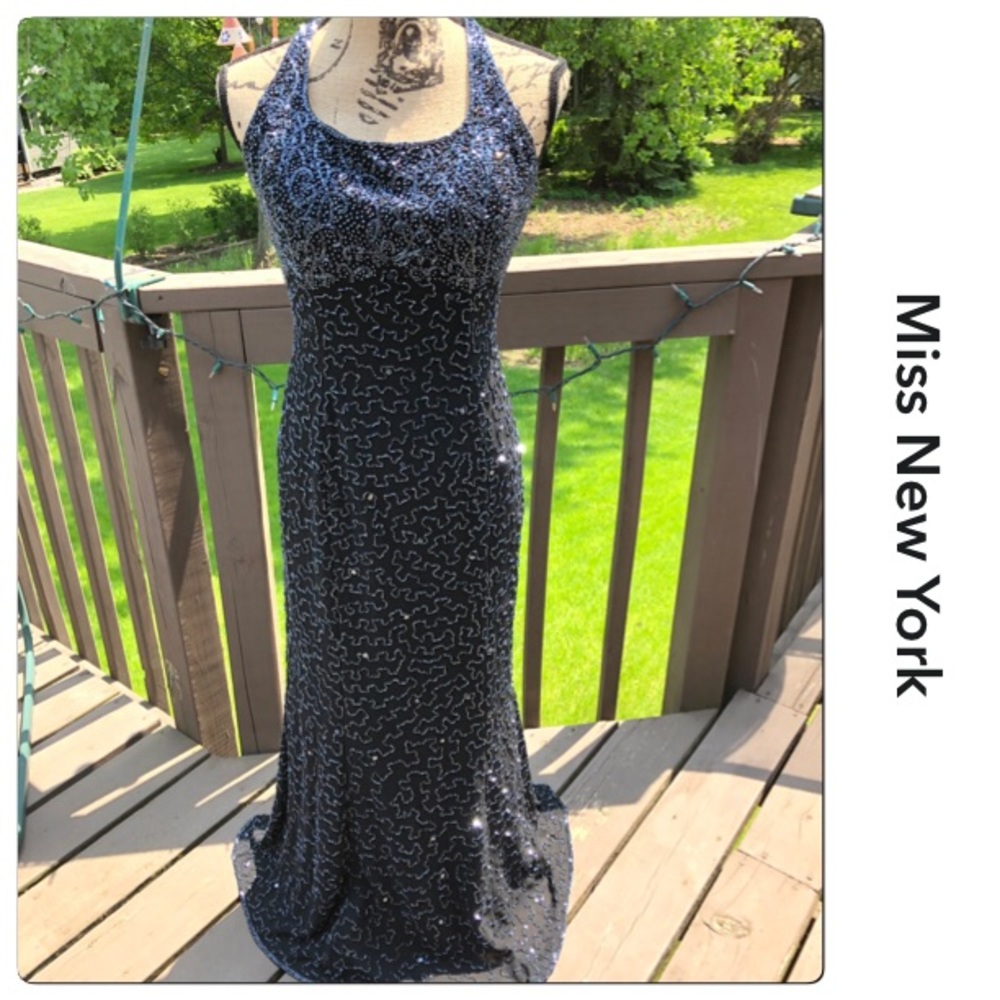 Miss New York Black Gown with Iridescent Beads